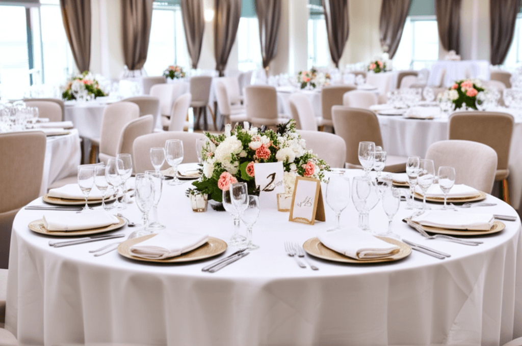 Elegant wedding catering setup with Jamaican cuisine