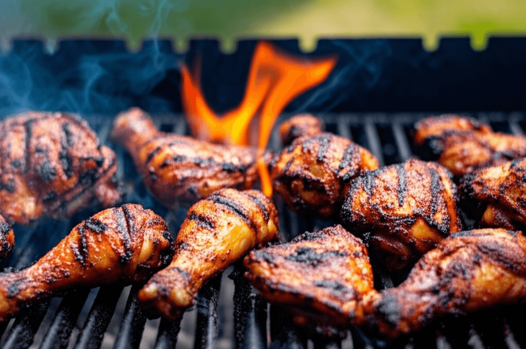 Jerk chicken on the grill
